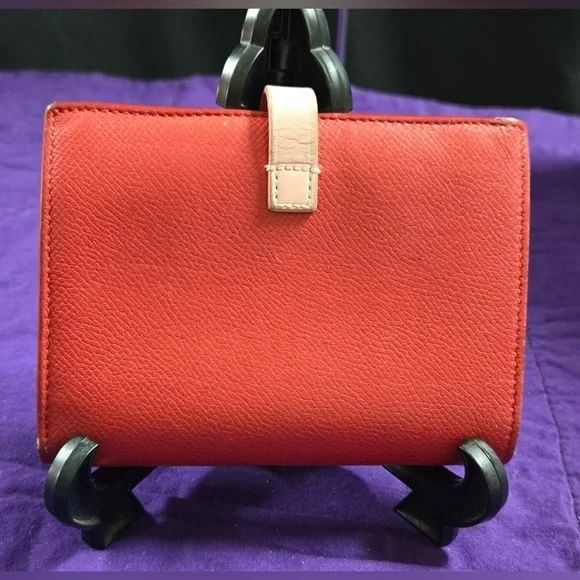 ⭐️Celine Medium Strap Red Leather Bifold Wallet